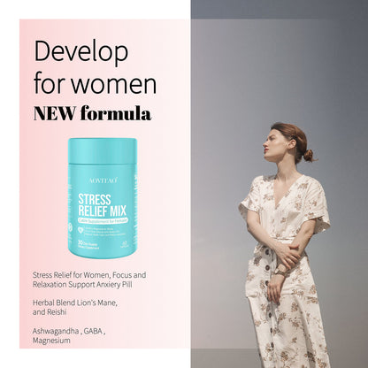 STRESS RELIEF MIX For Women Supplement With L-Theanine Magnesium, Stress Relief, Focus And Relaxation Support Anxiery Pill