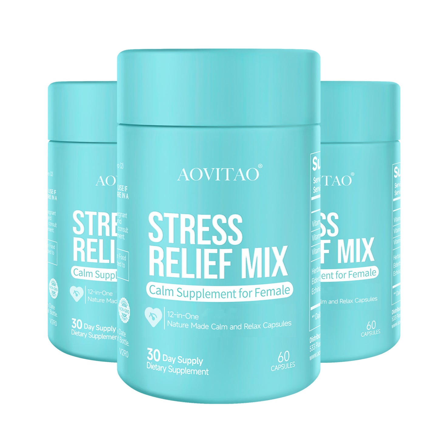 STRESS RELIEF MIX For Women Supplement With L-Theanine Magnesium, Stress Relief, Focus And Relaxation Support Anxiery Pill
