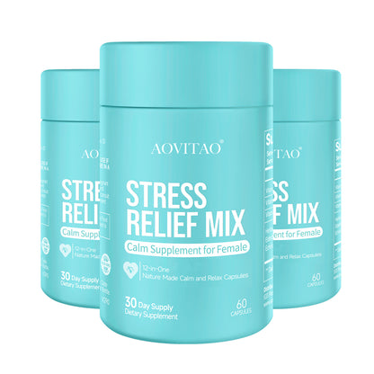 STRESS RELIEF MIX For Women Supplement With L-Theanine Magnesium, Stress Relief, Focus And Relaxation Support Anxiery Pill