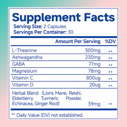 STRESS RELIEF MIX For Women Supplement With L-Theanine Magnesium, Stress Relief, Focus And Relaxation Support Anxiery Pill